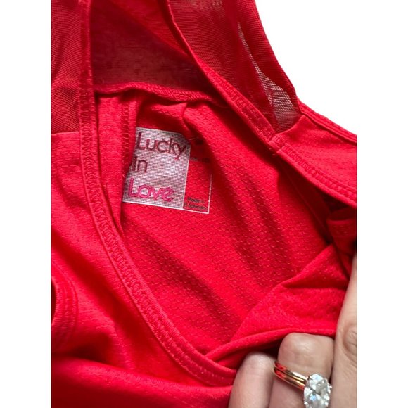 LUCKY IN LOVE Red Split Back Tank Top Sz M NEW - Picture 3 of 5